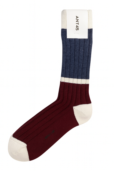 ANT45 Ribbed Wool Sock in Tonal Pattern