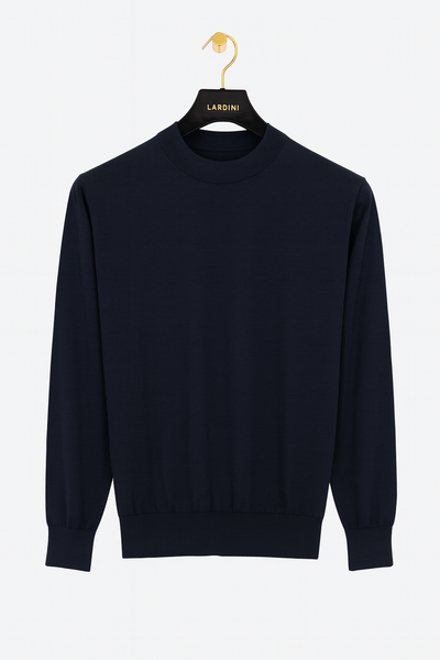 LARDINI Wool Silk Mock Neck Sweater