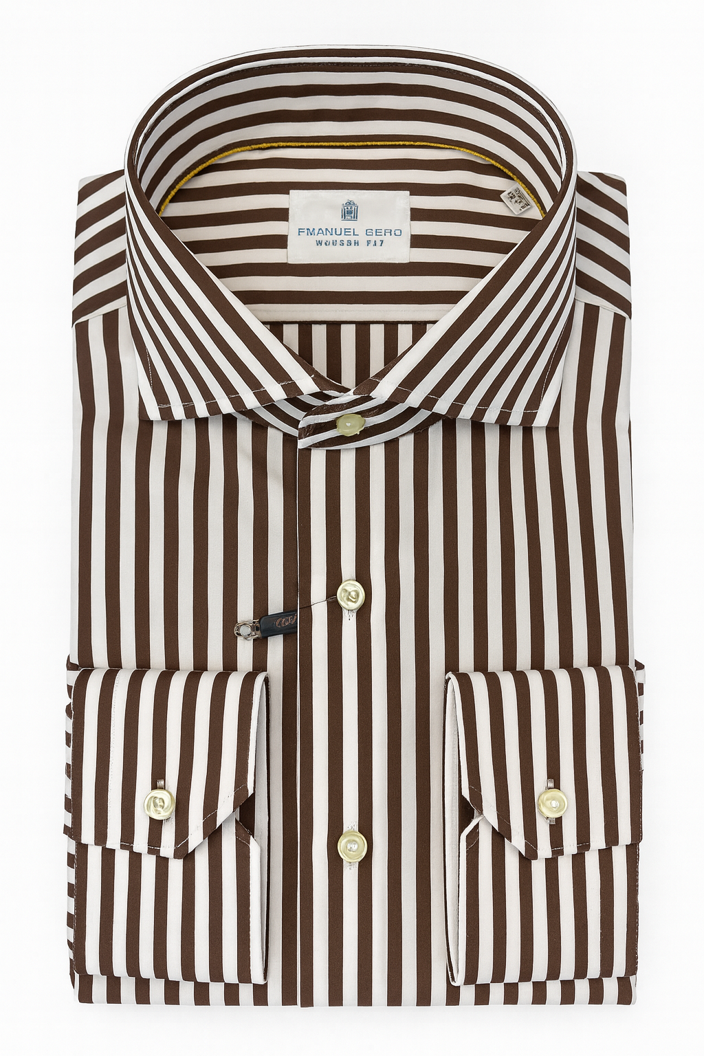 EMANUEL BERG Stripe Poplin Shirt | Dark Brown