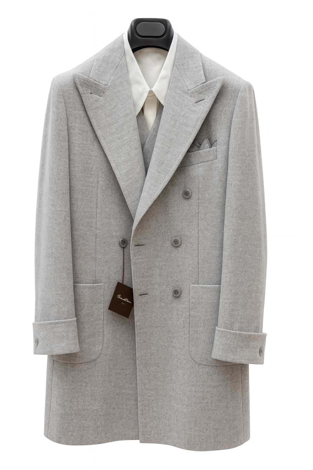 DORIANI Cashmere Double Breasted Coat | Light Grey