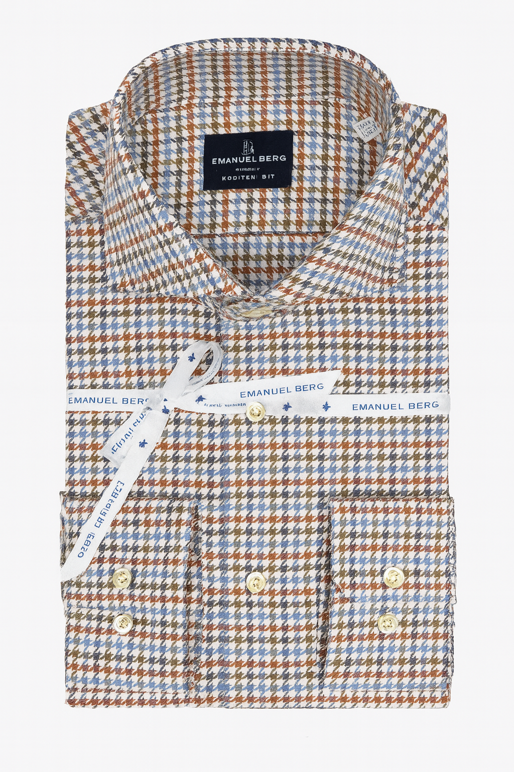 EMANUEL BERG Luxe Houndstooth Twill Shirt | Bright Red
