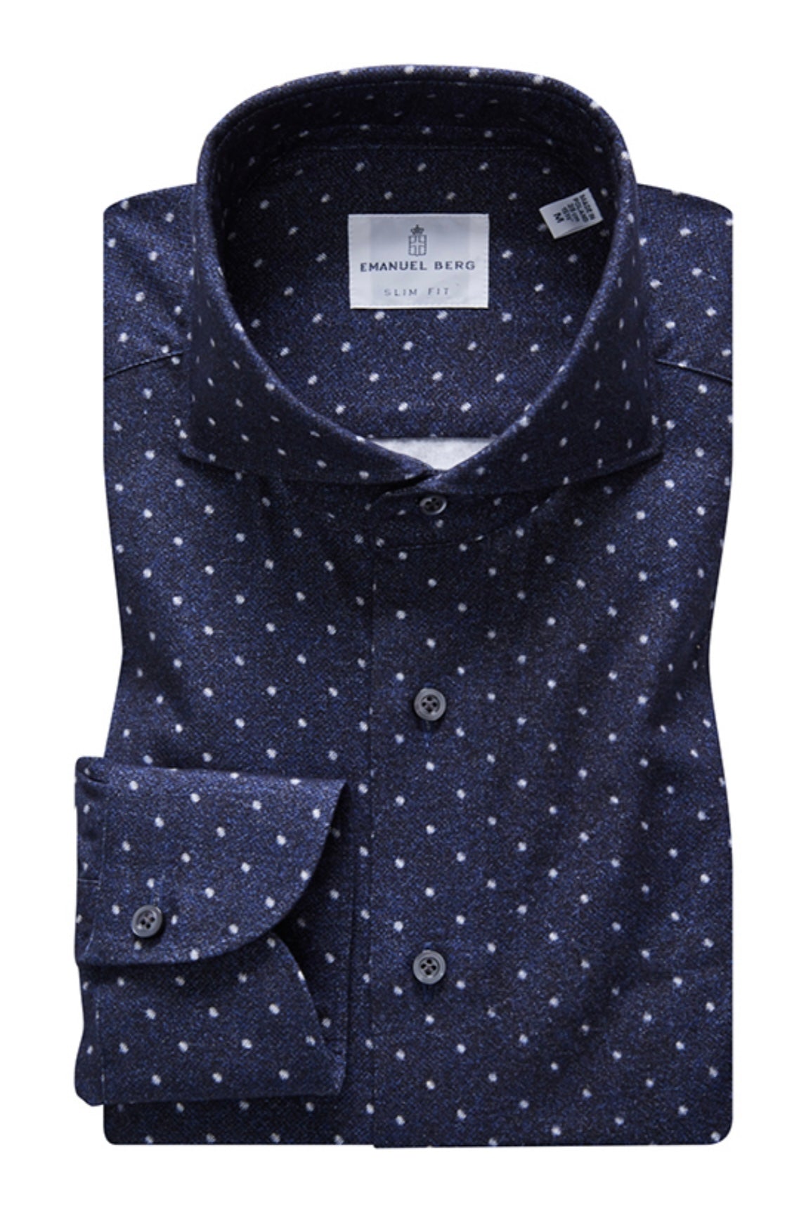 EMANUEL BERG Cotton Flannel Shirt | Polka Dark Blue
