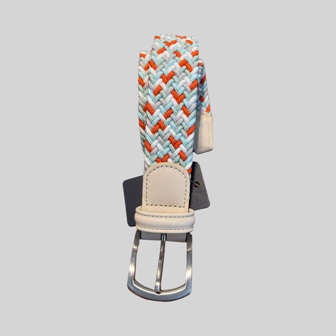 ANDERSON'S Woven Belt | White Coral Mint