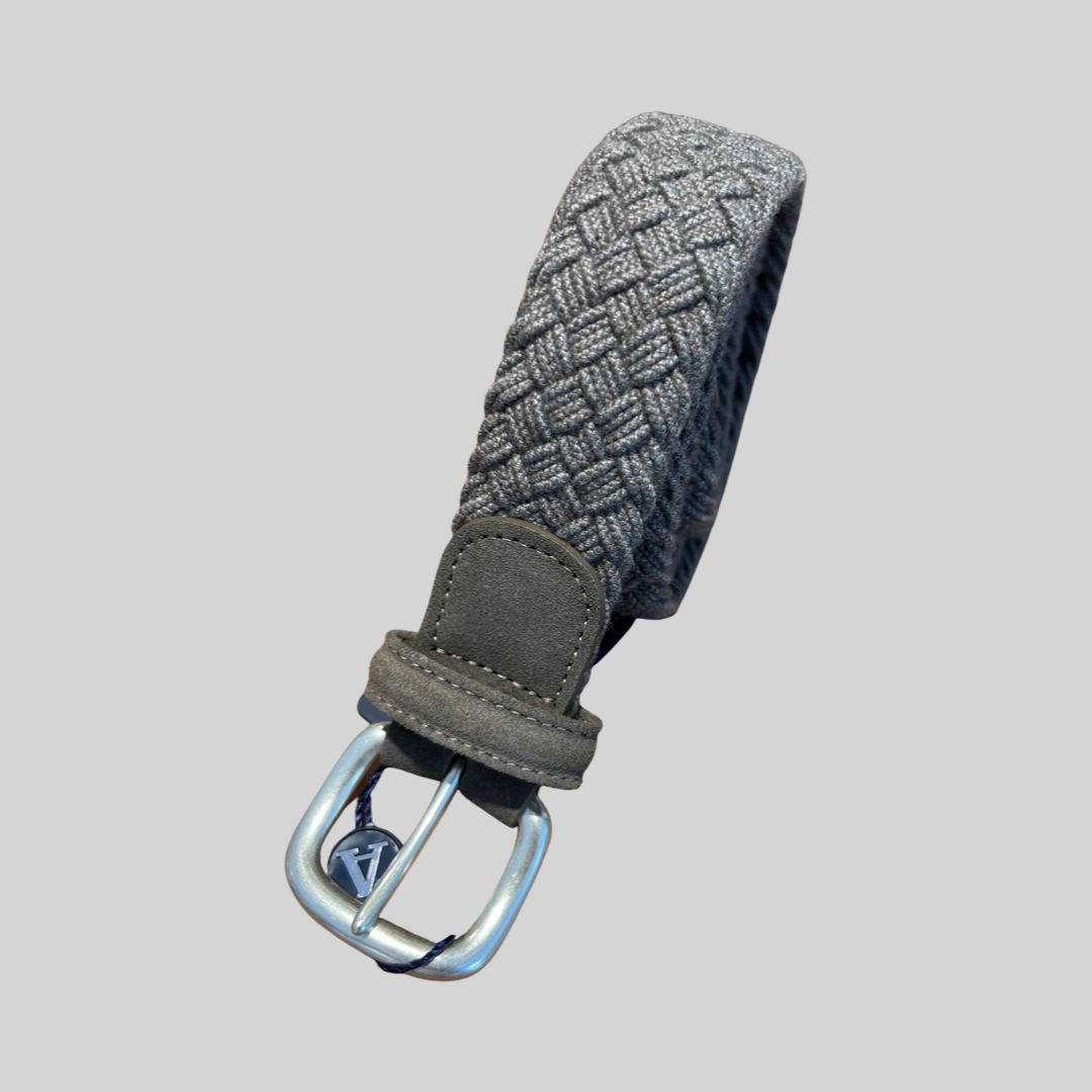 Anderson's Knit Woven Belt | Grey Brown Taupe