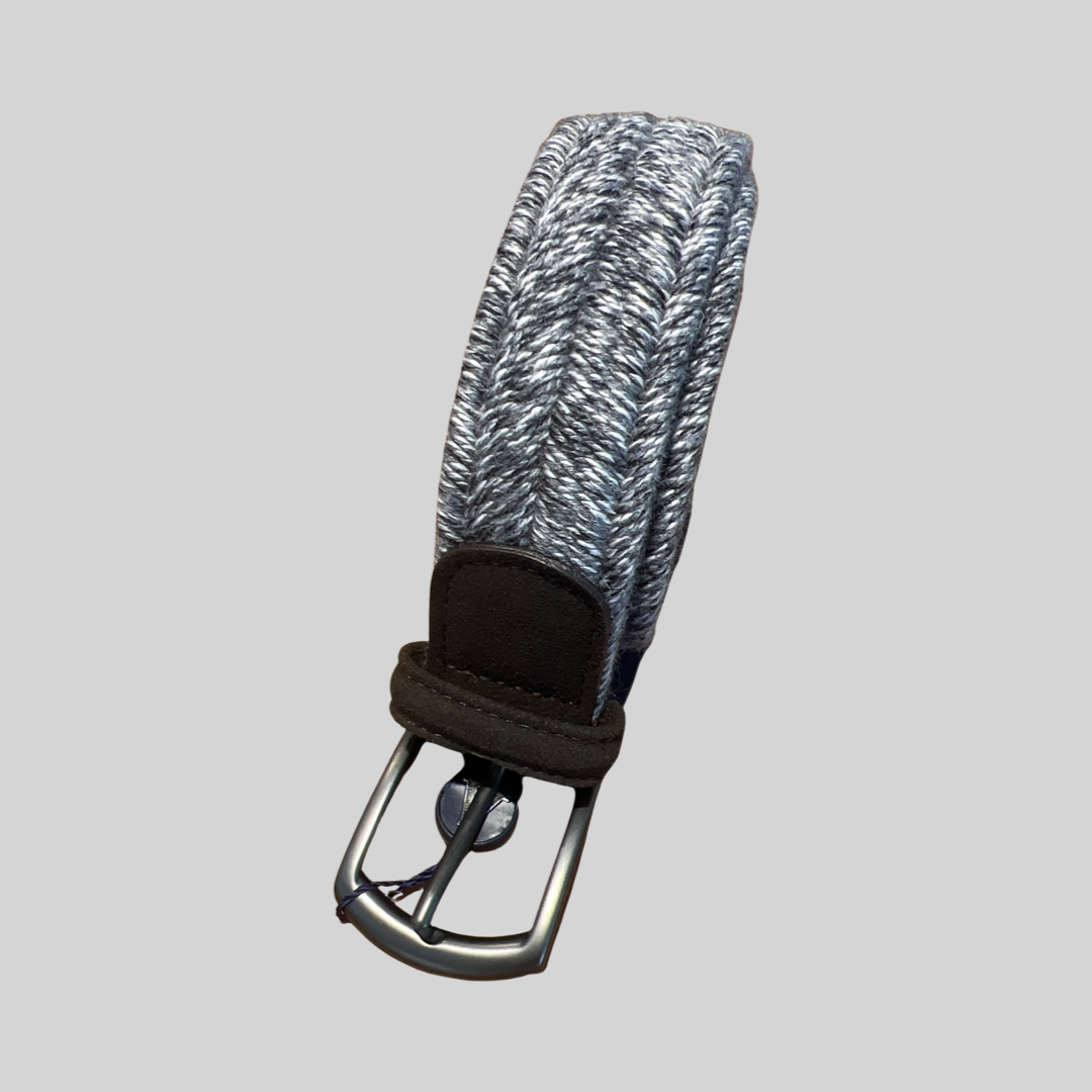 Anderson's Wool Knit Woven Belt | Grey Melange