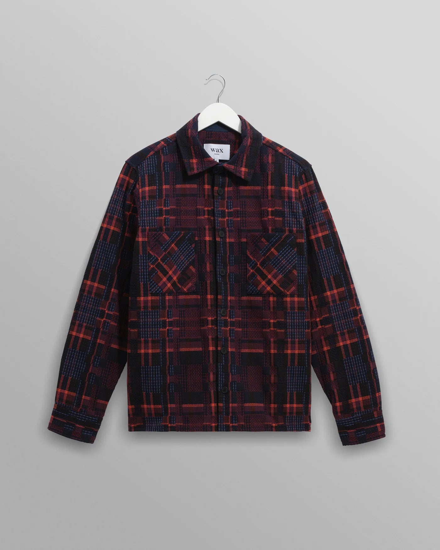 WAX LONDON Whiting Overshirt Glitch Check | Burgundy