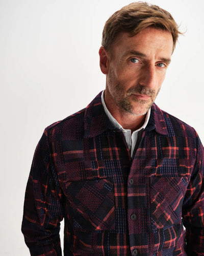 WAX LONDON Whiting Overshirt Glitch Check | Burgundy
