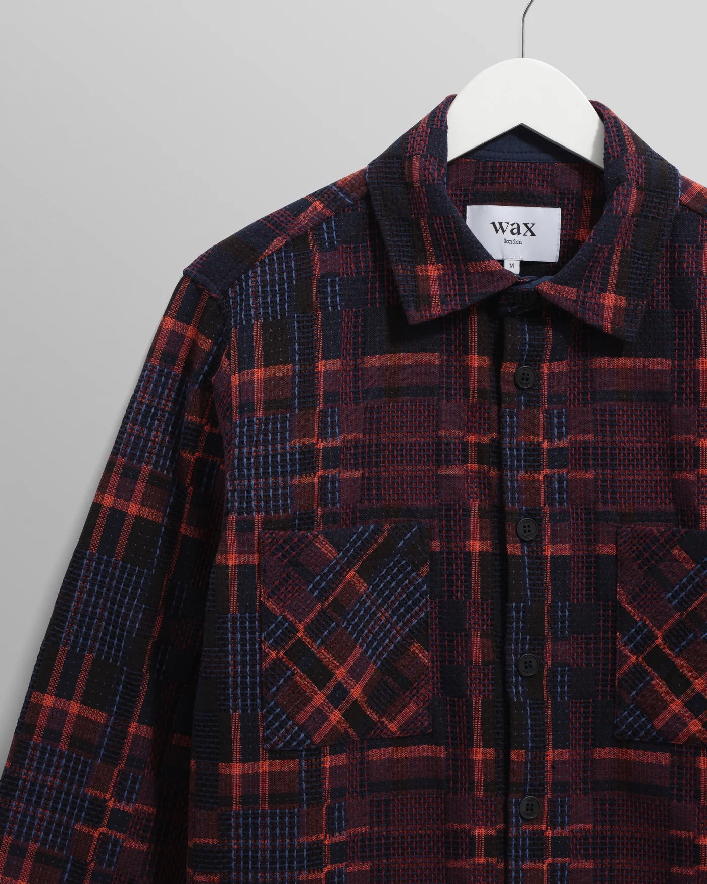 WAX LONDON Whiting Overshirt Glitch Check | Burgundy