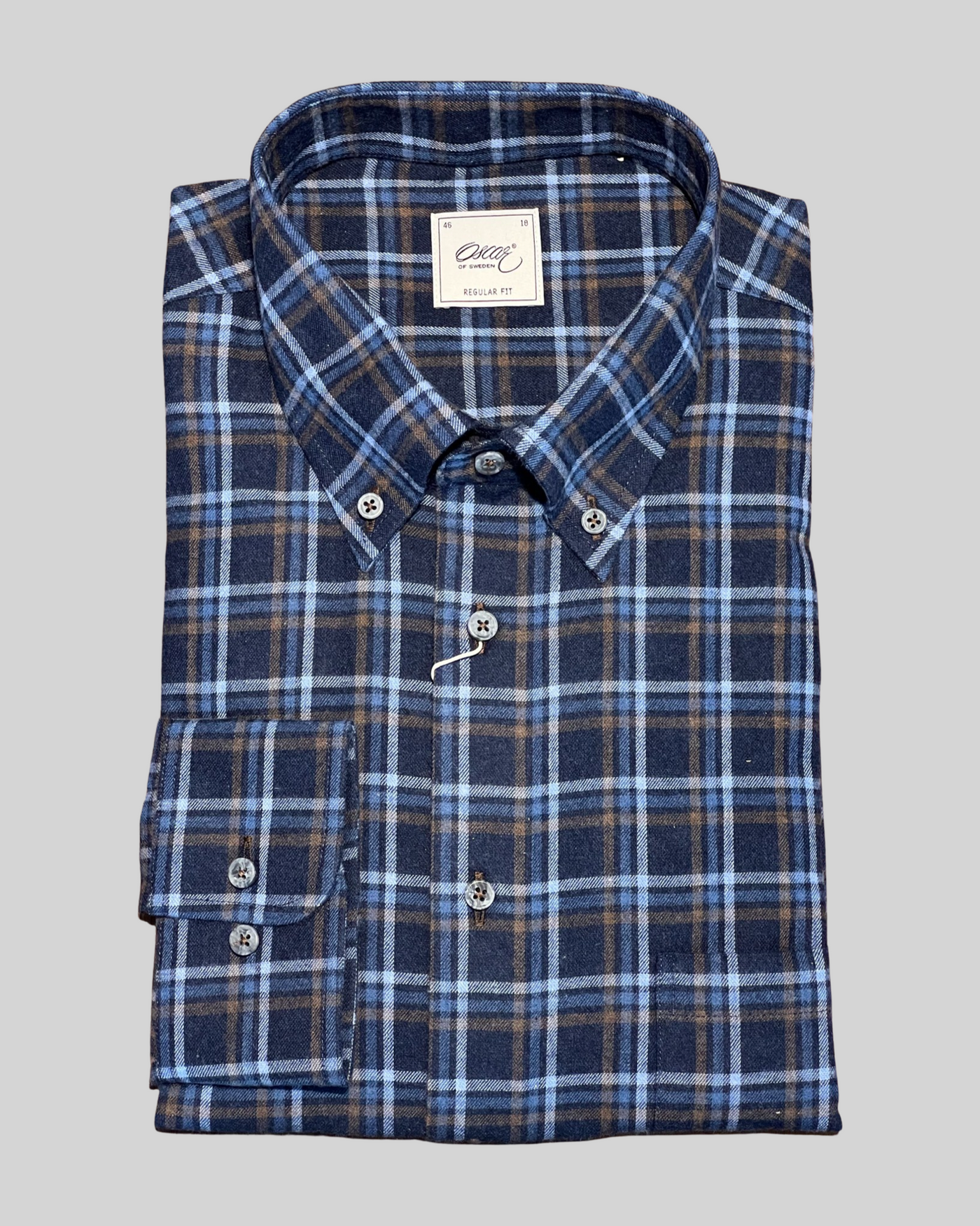 OSCAR OF SWEDEN Flannel Shirt | Indigo Blue Check