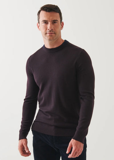 PATRICK ASSARAF Collar Contrast Crew Sweater | Bordeaux