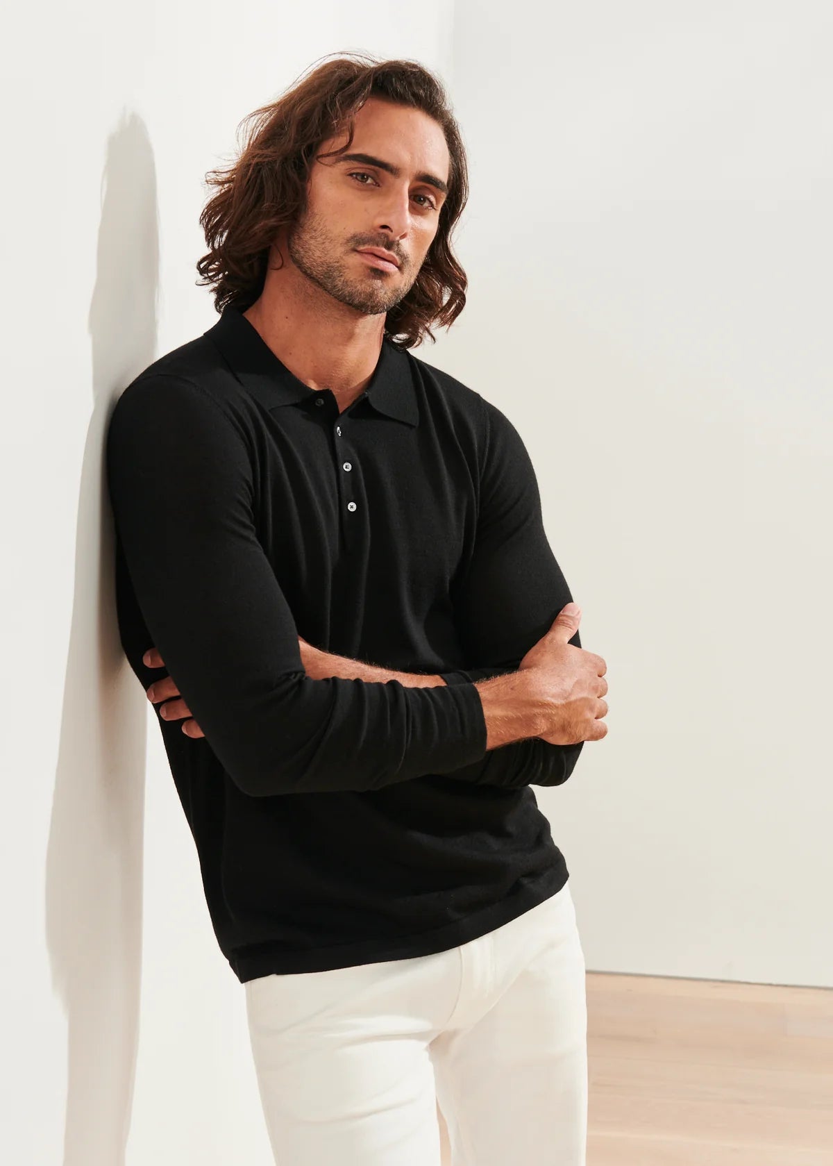 PATRICK ASSARAF LS Merino Polo | Black