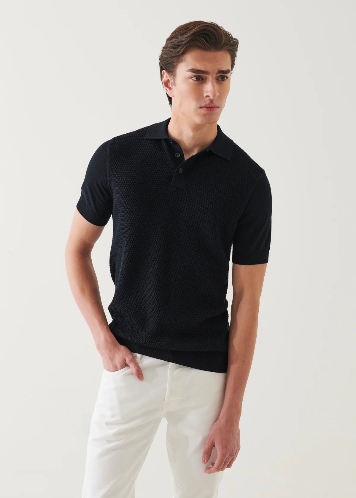 PATRICK ASSARAF Wool Silk Blend Knit Polo