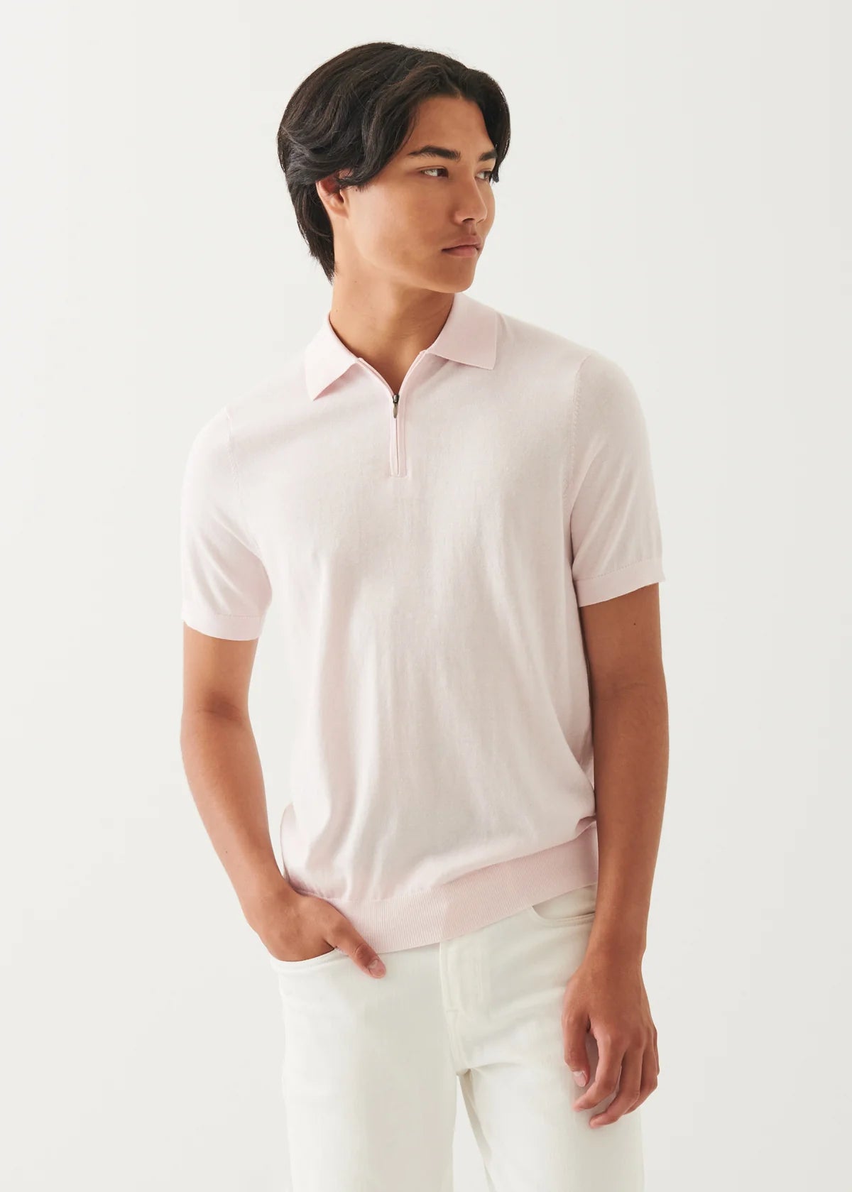 PATRICK ASSARAF Cotton Cashmere Zip Polo