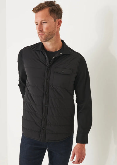 PATRICK ASSARAF Nylon Quilted Mix Media Shirt Jacket | Black