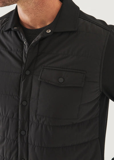 PATRICK ASSARAF Nylon Quilted Mix Media Shirt Jacket | Black