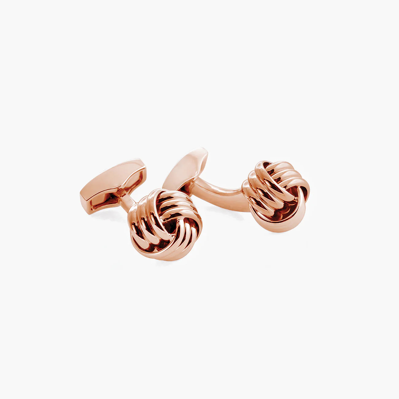 TATEOSSIAN Ribbed Knot Cufflink | Rose Gold Plated Stainless Steel