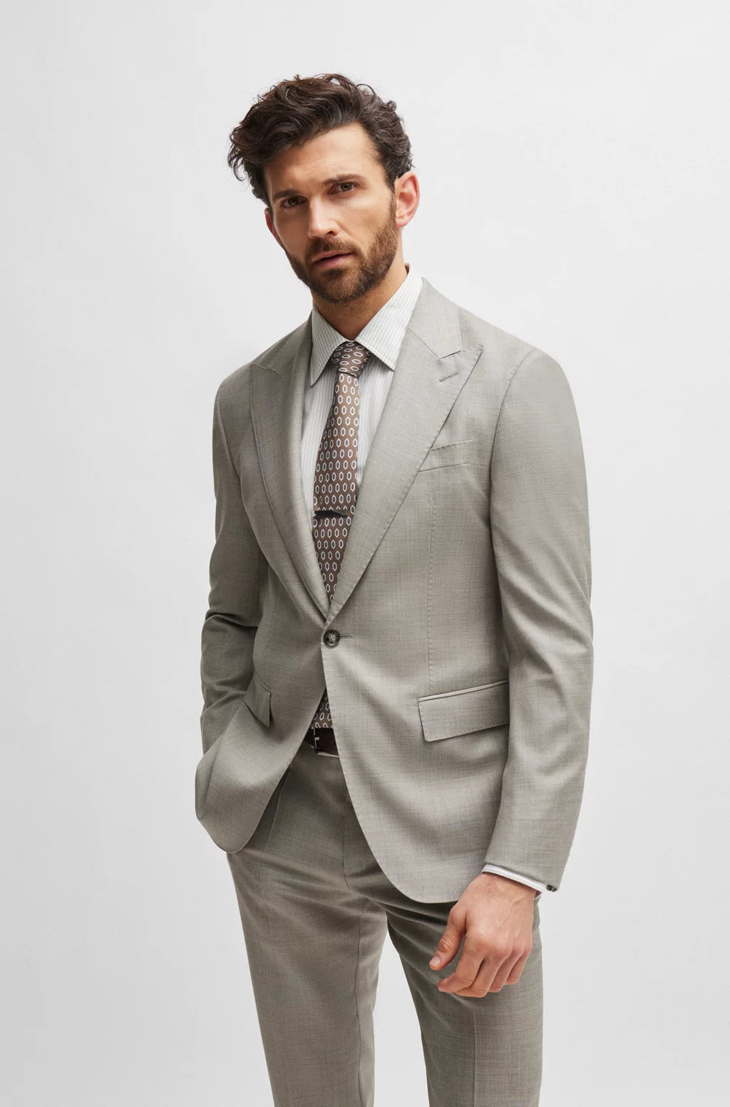 BOSS Camel L-Harvers2pcs PK Suit | Open Grey