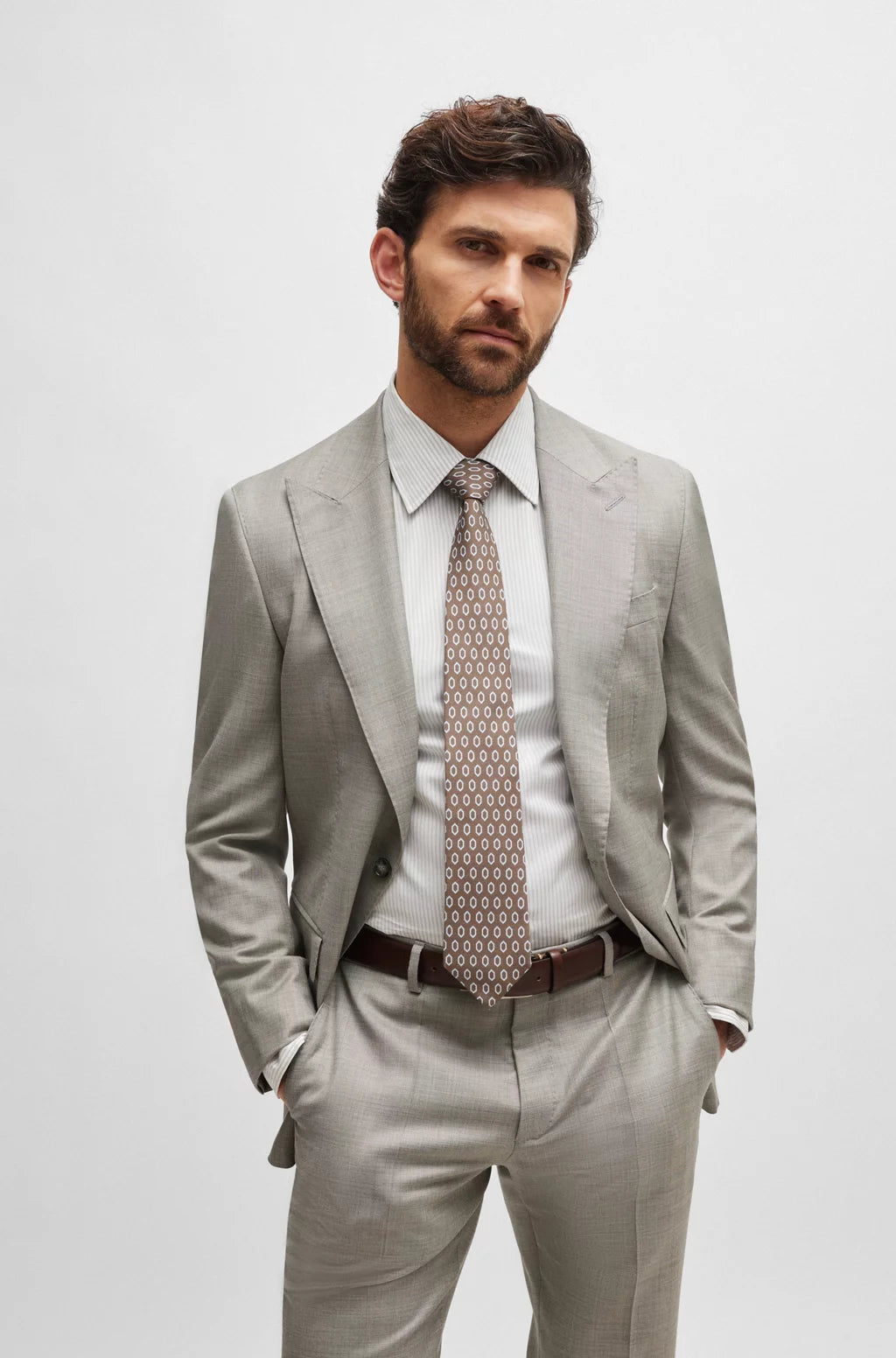 BOSS Camel L-Harvers2pcs PK Suit | Open Grey