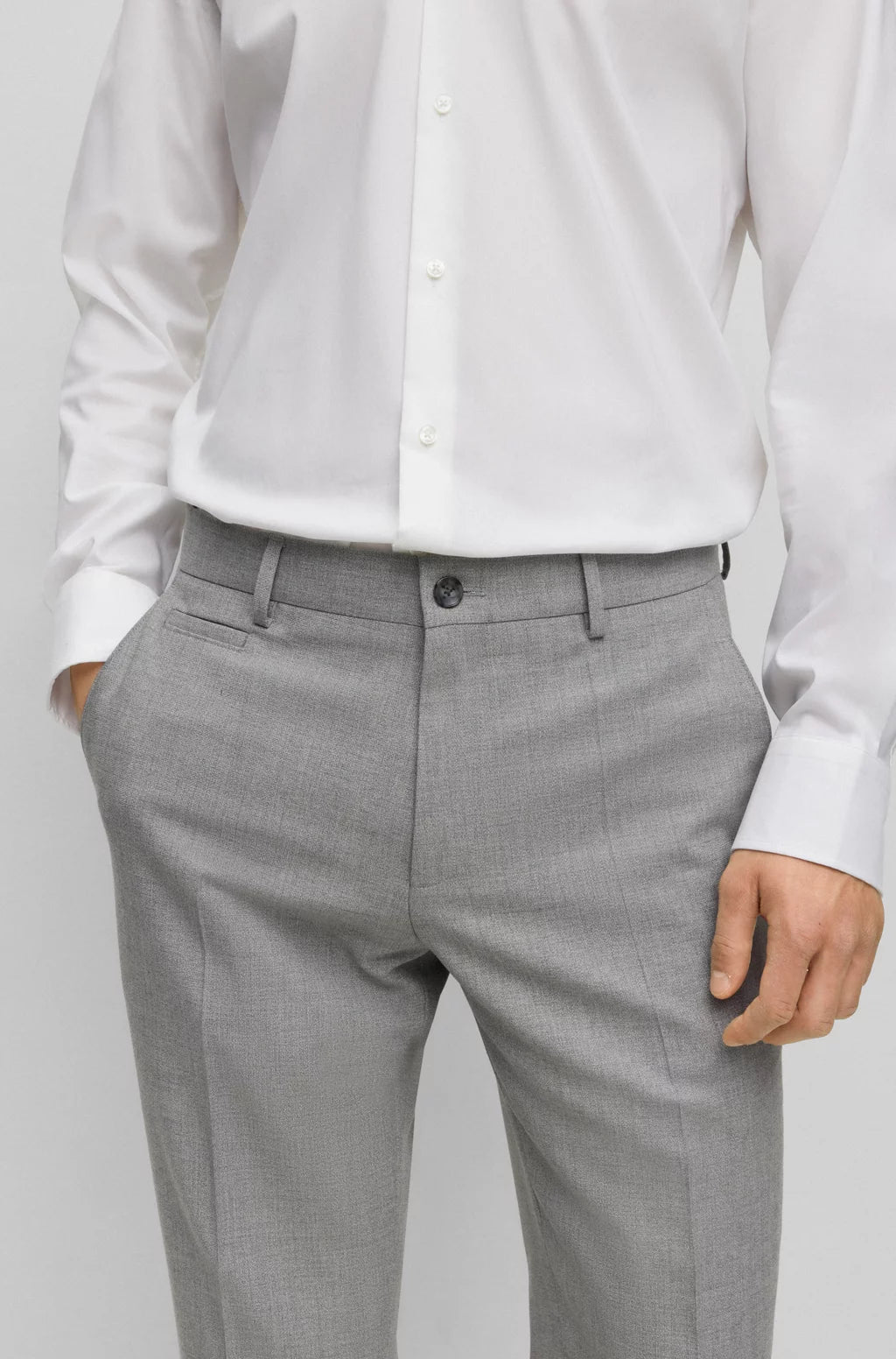 BOSS H-Genius Slim Fit Dress Pant | Silver