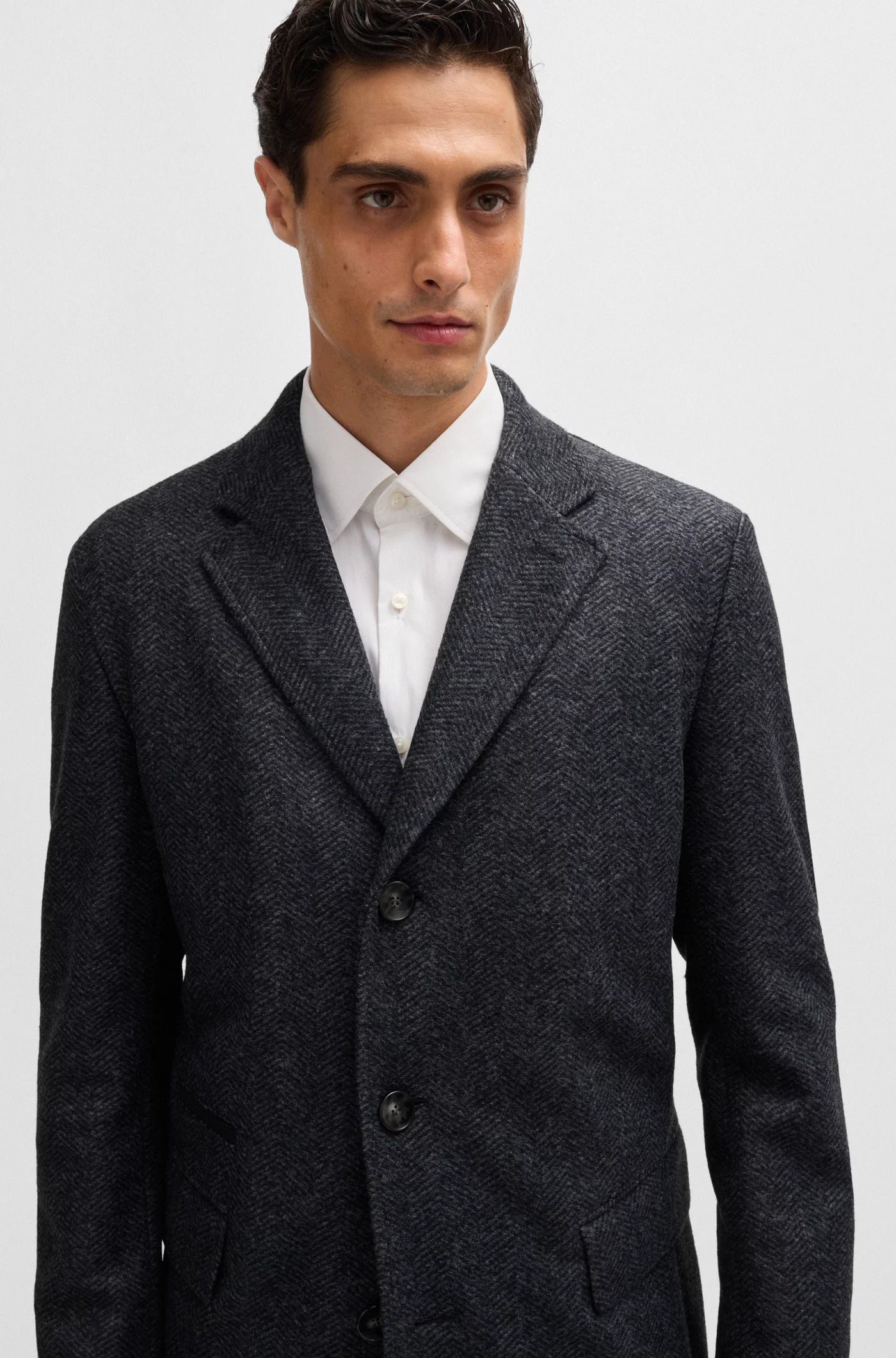 BOSS Herringbone Slim Fit Coat