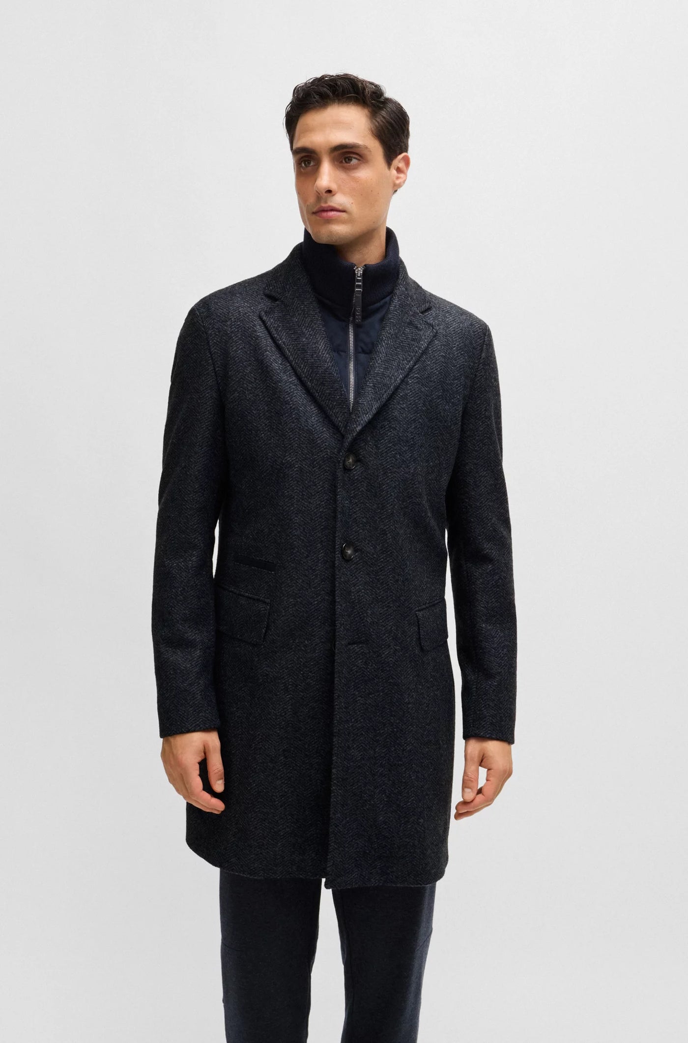 BOSS Herringbone Slim Fit Coat