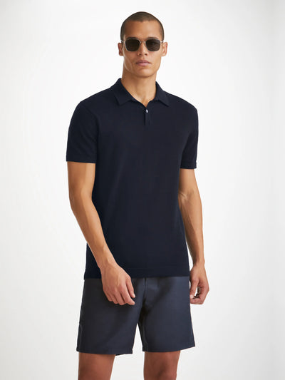 DEREK ROSE Jacob Sea Island Cotton Polo | Navy