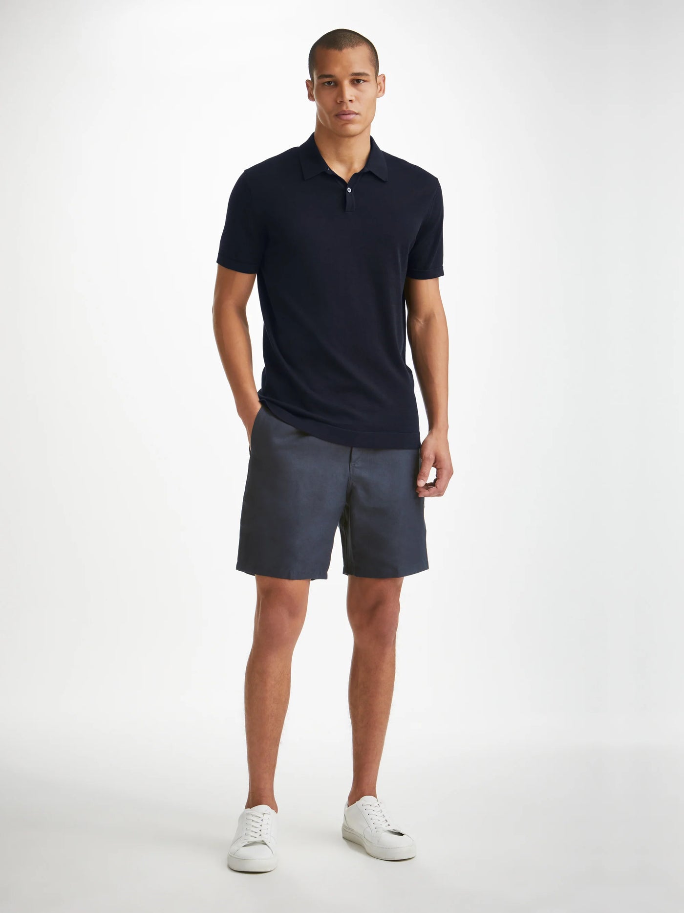 DEREK ROSE Jacob Sea Island Cotton Polo | Navy