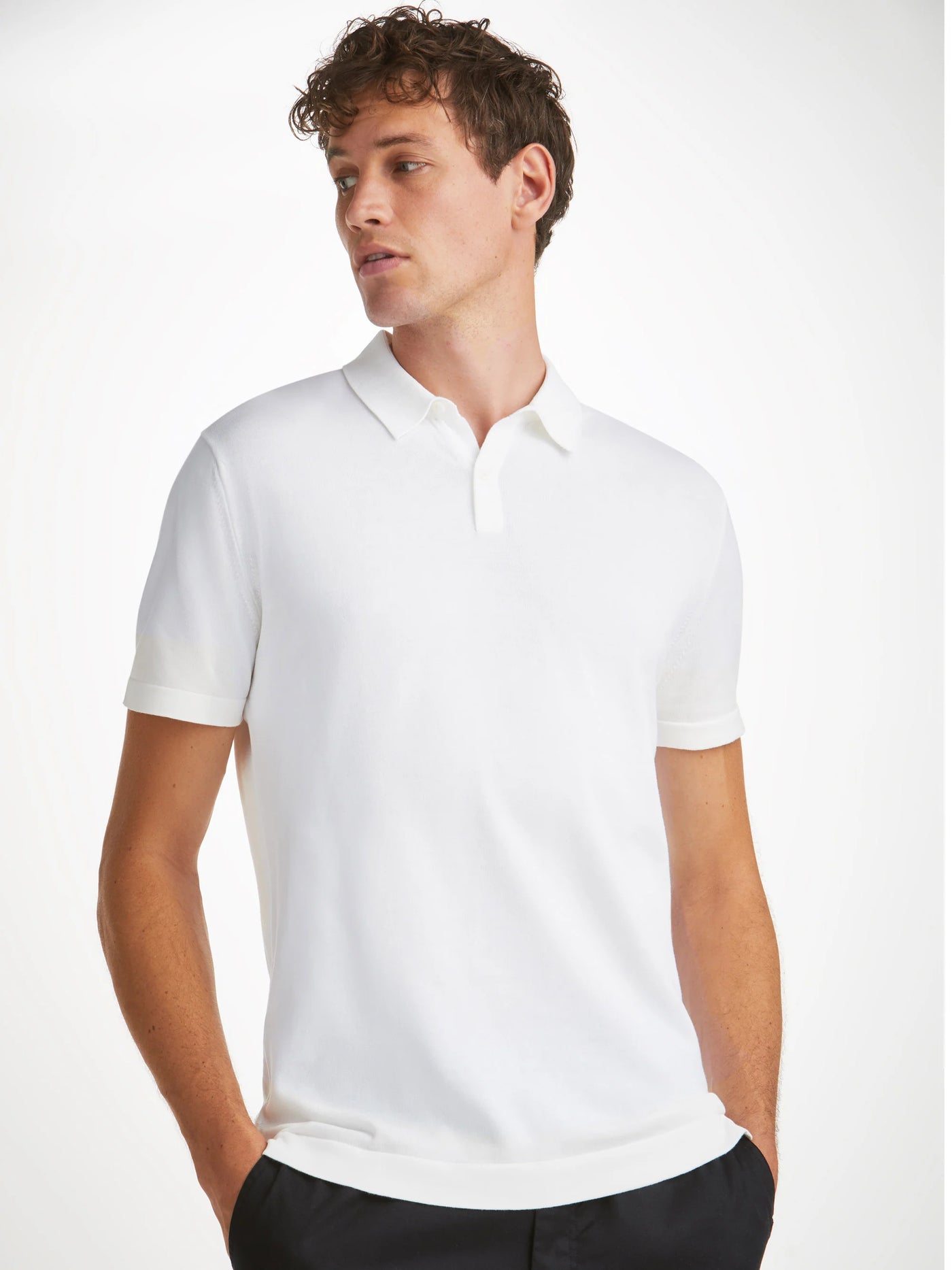 DEREK ROSE Jacob Sea Island Cotton Polo | White