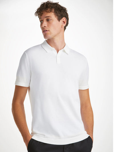 DEREK ROSE Jacob Sea Island Cotton Polo | White