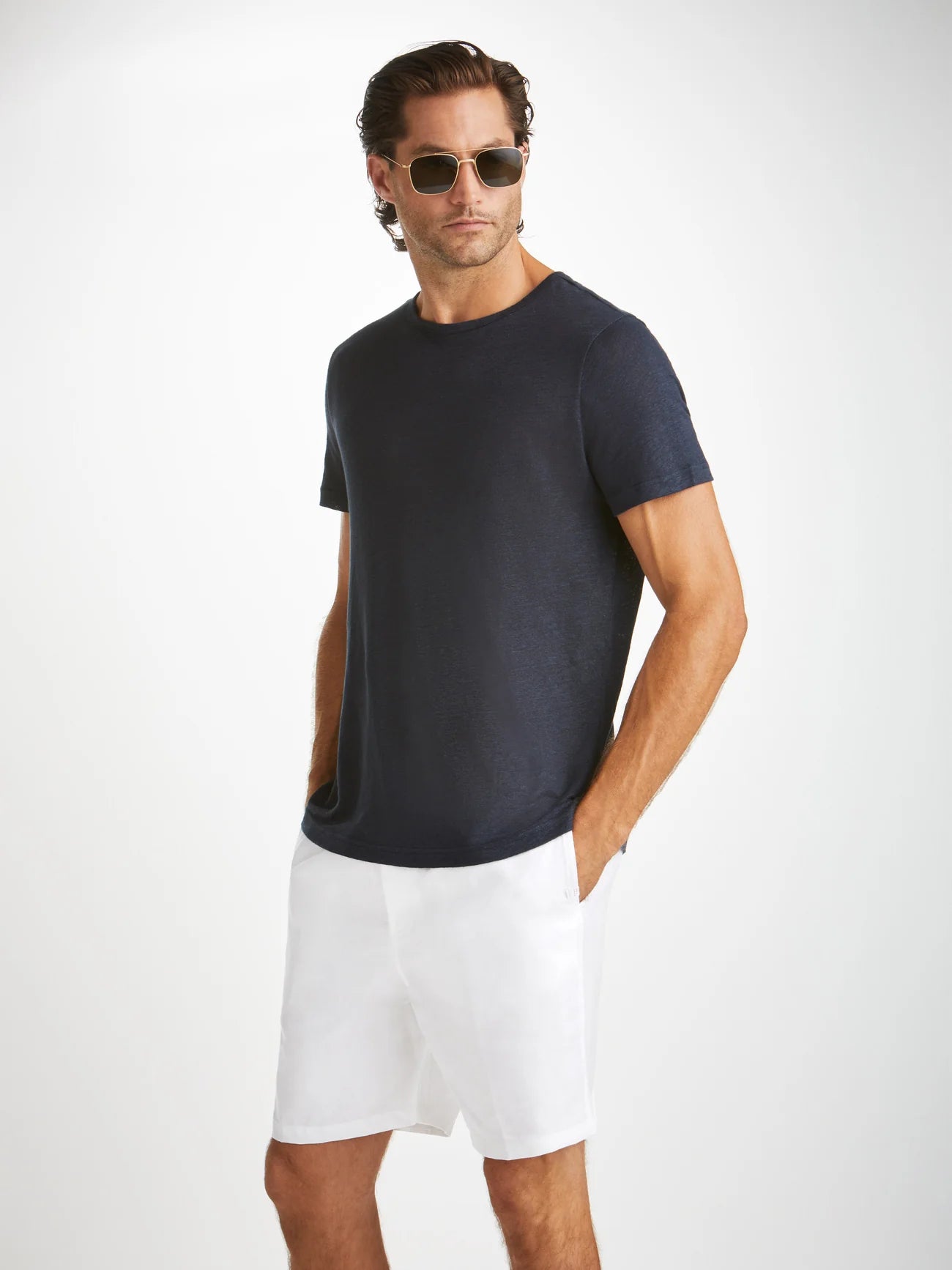 DEREK ROSE Sydney Linen Shorts | White