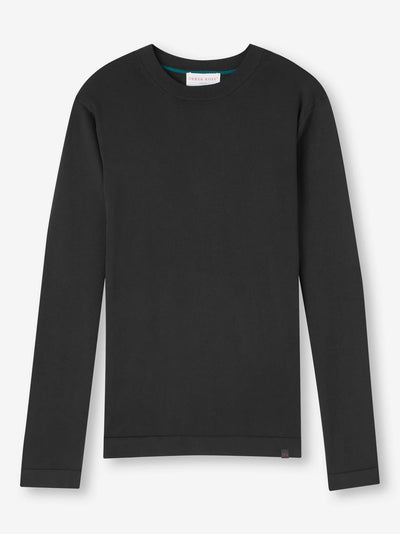 DEREK ROSE Jacob Sea Island Cotton Sweater | Black