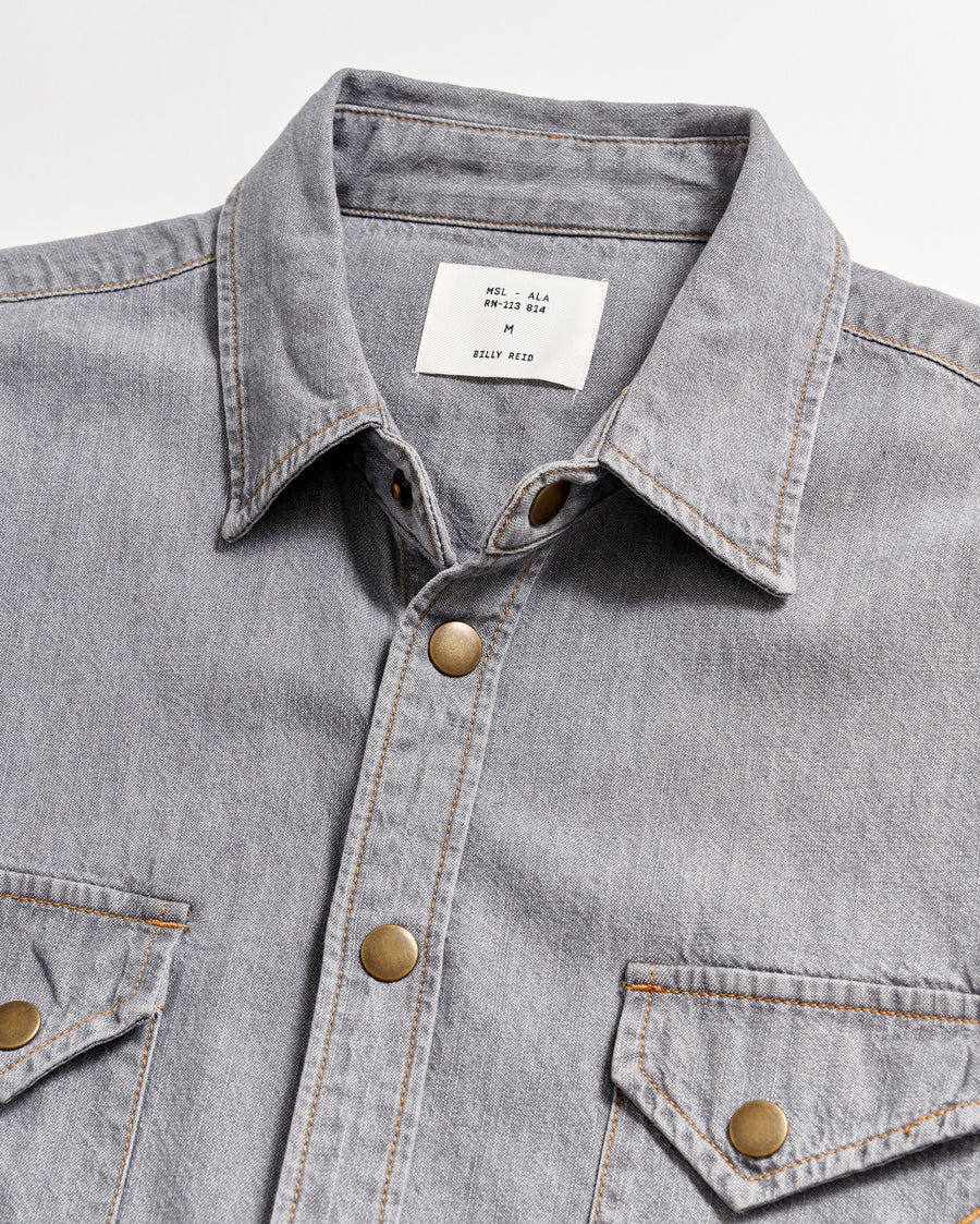 BILLY REID Shoals Denim Shirt | Grey Wash Burrows Clothiers BILLY REID Shoals Denim Shirt | Grey Wash Burrows Clothiers