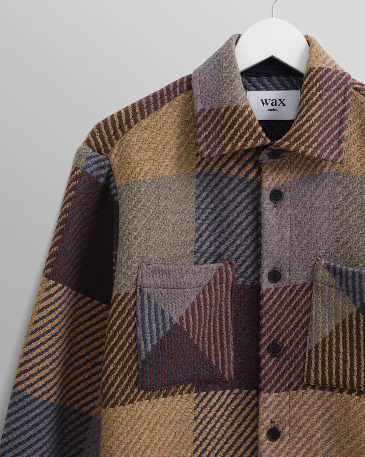 WAX London Whiting Overshirt | Khaki Navy Check