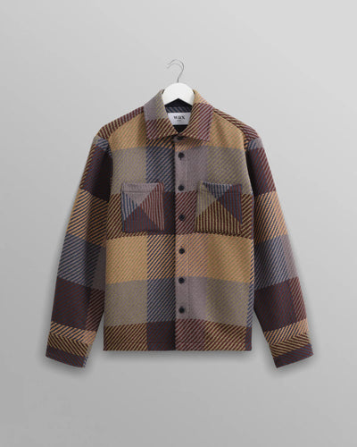 WAX London Whiting Overshirt | Khaki Navy Check