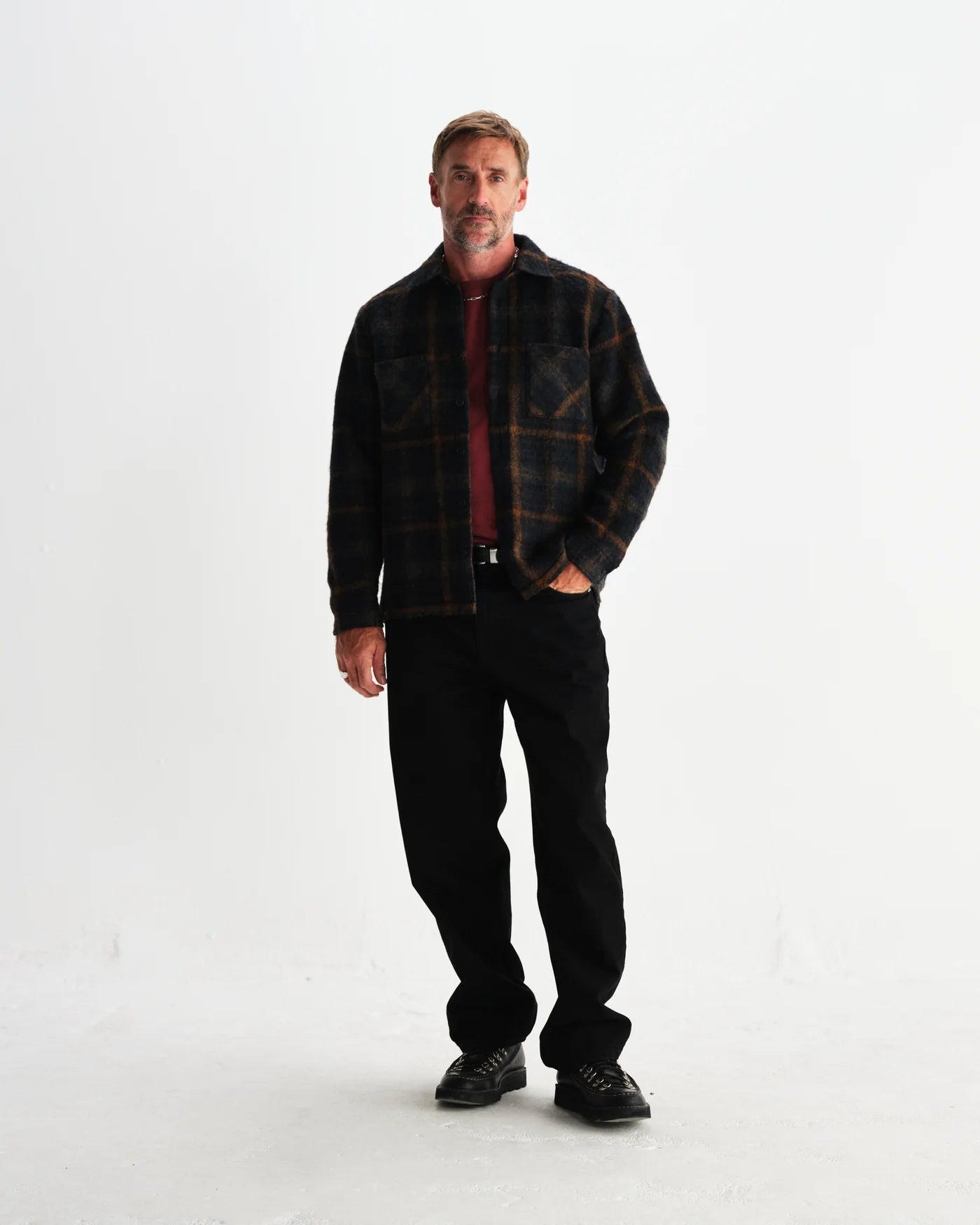 WAX LONDON Whiting Overshirt Drawn Check