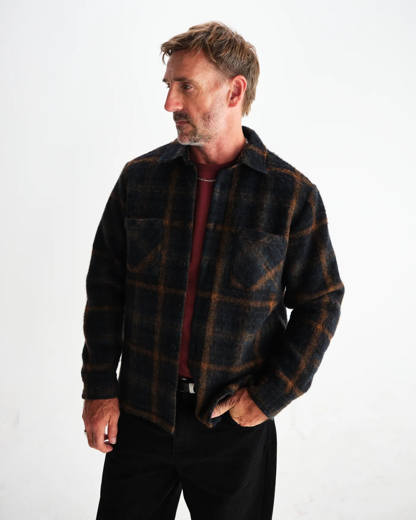 WAX LONDON Whiting Overshirt Drawn Check