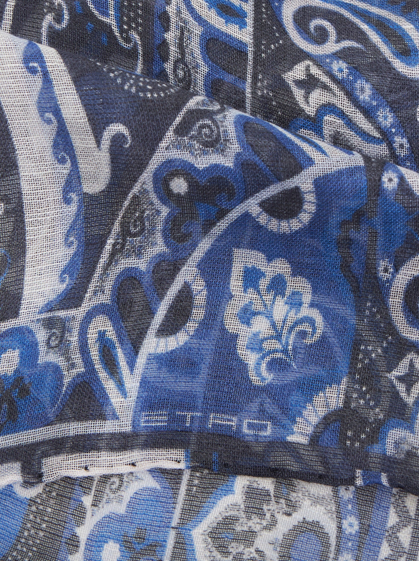 ETRO 100% Linen Scarf | Blue White