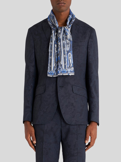 ETRO 100% Linen Scarf | Blue White