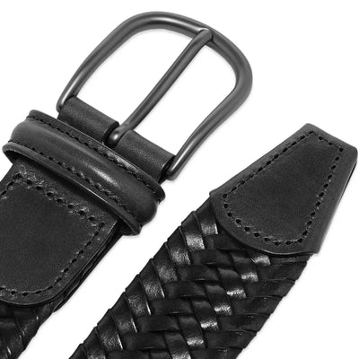 ANDERSON'S Stretch Woven Leather Belt | Black