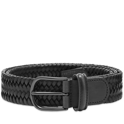 ANDERSON'S Stretch Woven Leather Belt | Black