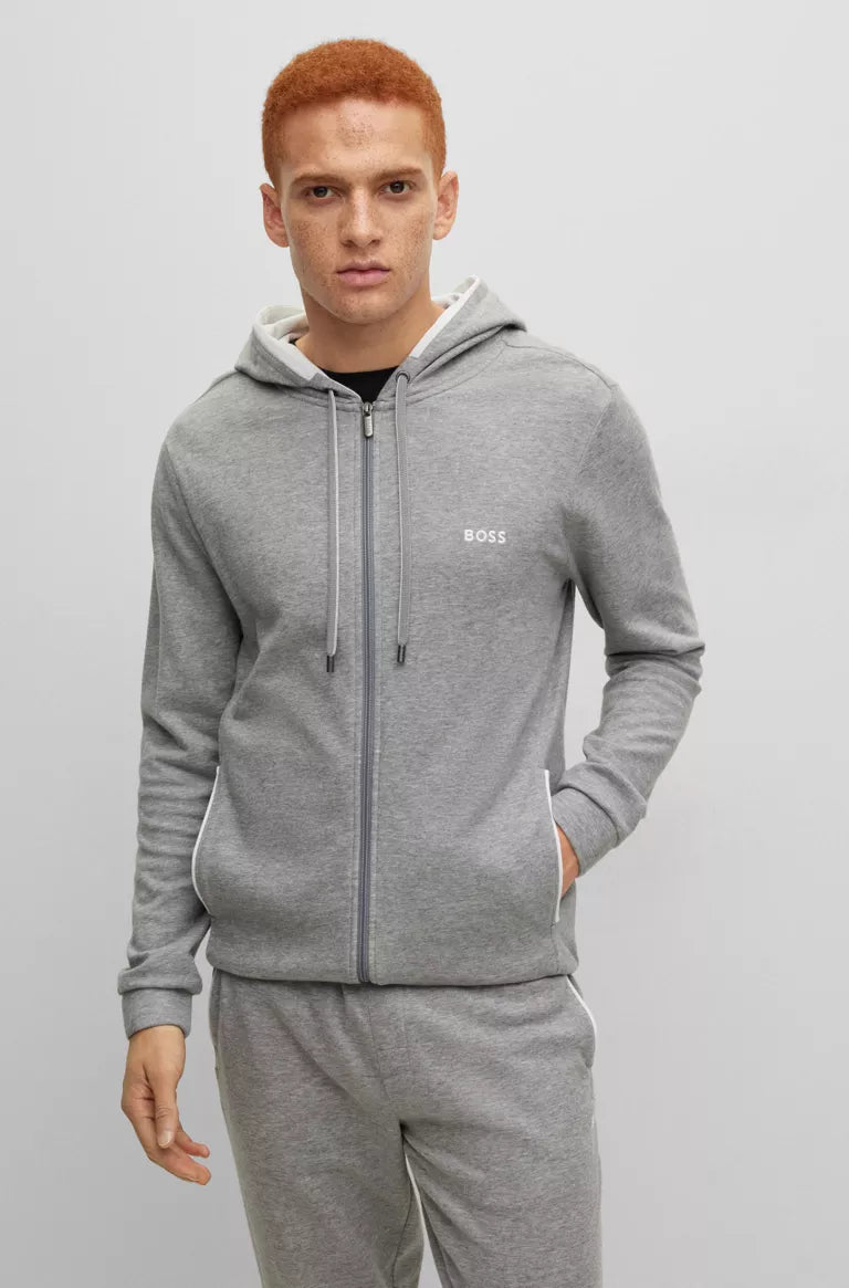 BOSS Loungewear Hoodie in Cotton Cashmere Blend | Medium Grey