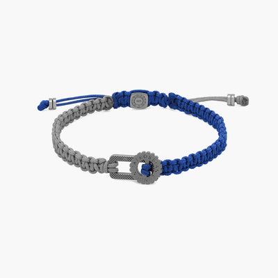 Tateossian Bracelet | Gear Primo bracelet in blue and grey macramé with sterling silver