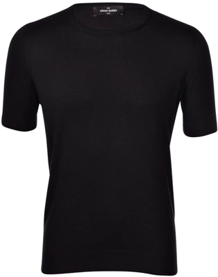 GRAN SASSO Silk Crew Neck T-Shirt | Black
