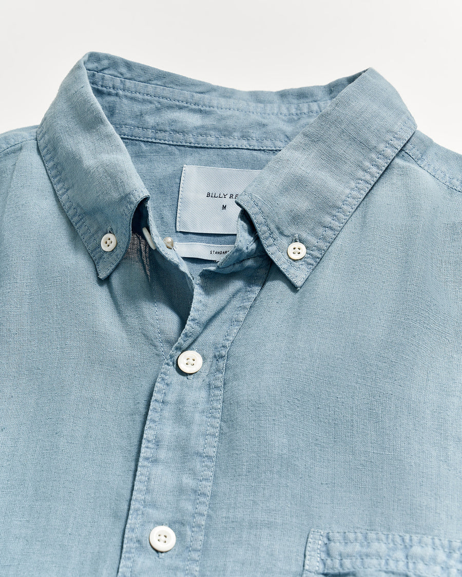 BILLY REID Tuscumbia Linen Shirt | Denim Blue