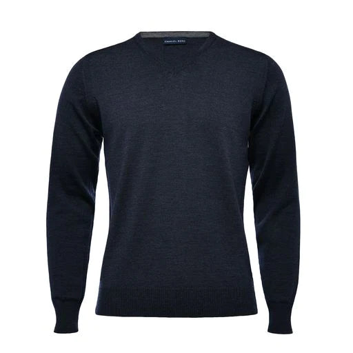 EMANUEL BERG Light Gauge V-Neck | Navy