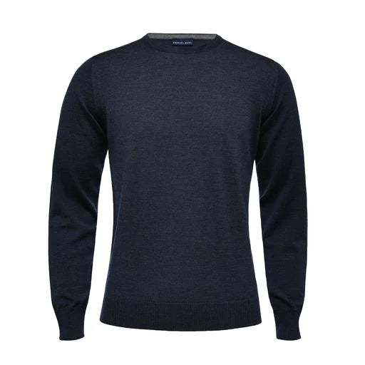 EMANUEL BERG Light Gauge Crew Neck | Navy