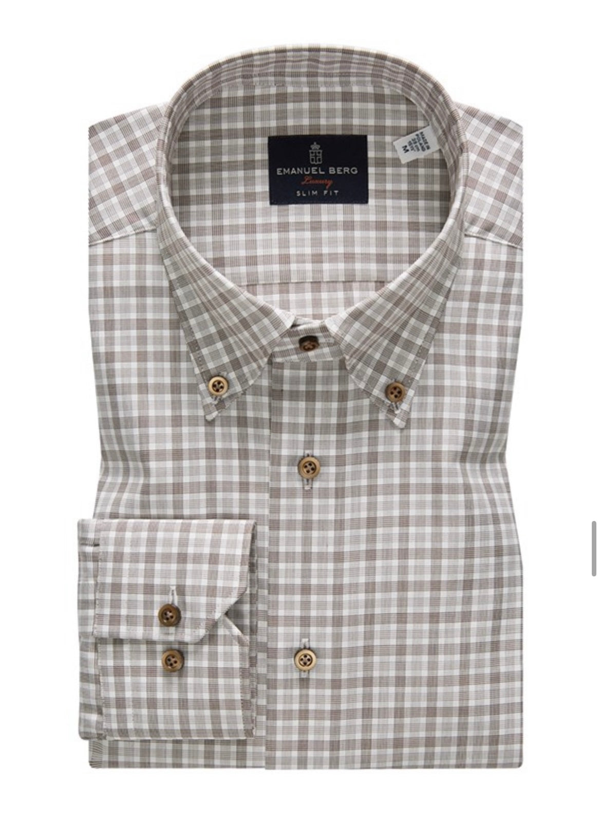 EMANUEL BERG Twill Luxury Dress Shirt | Brown Check