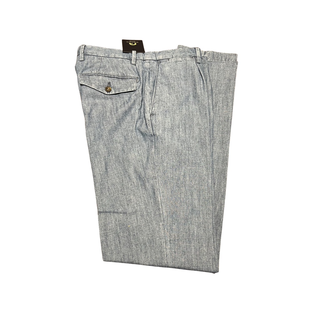 Germano Pleated Washed Denim Trouser