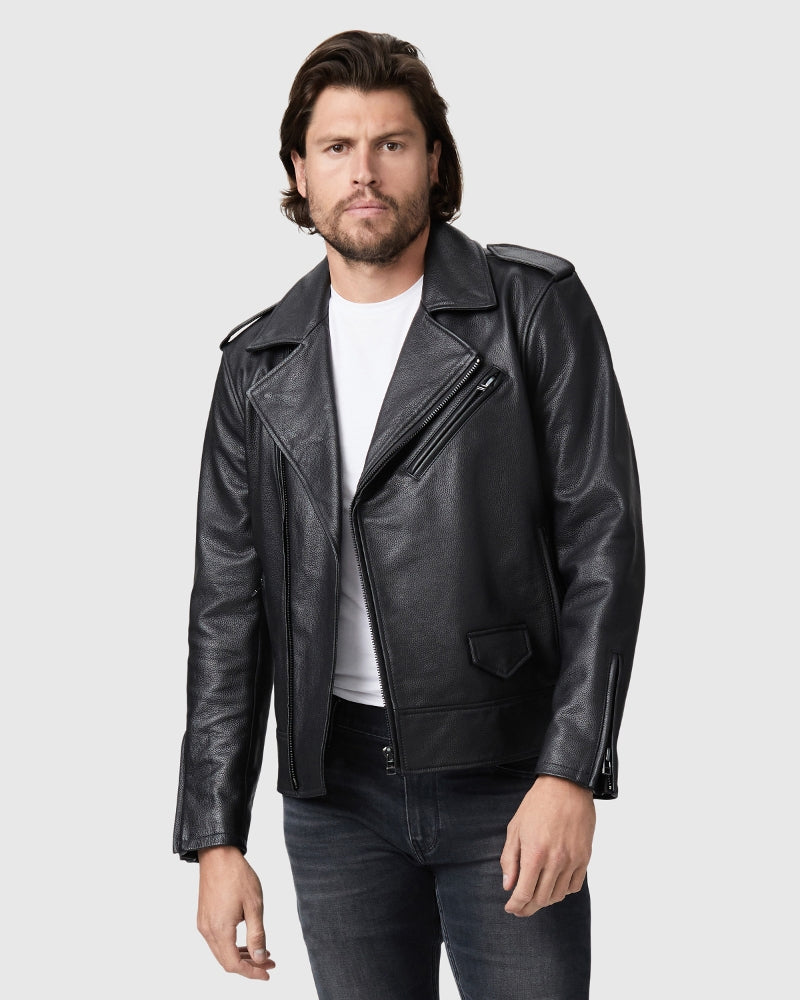 PAIGE Denim | Newsom Moto Leather Jacket Black