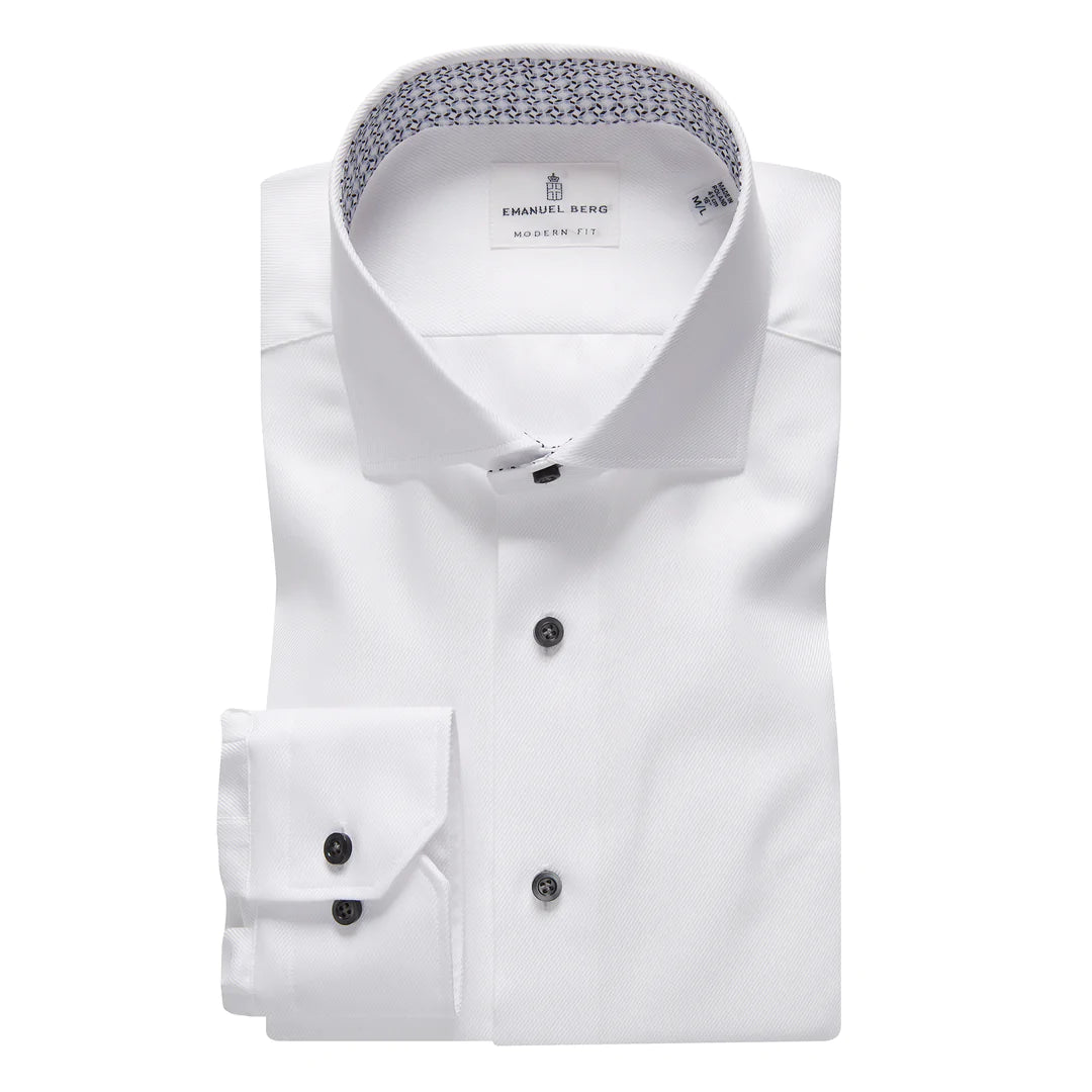 EMANUEL BERG 4 Flex Casual Shirt | White Black